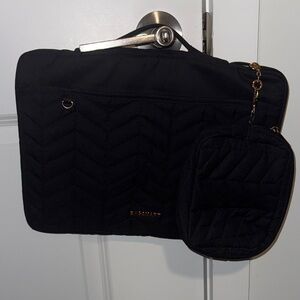 BAGSMART Black Quilted Laptop Bag and Pouch